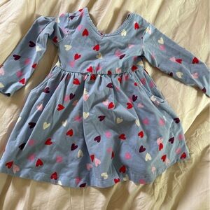 Hanna Andersson Blue Dress with Heart Pattern